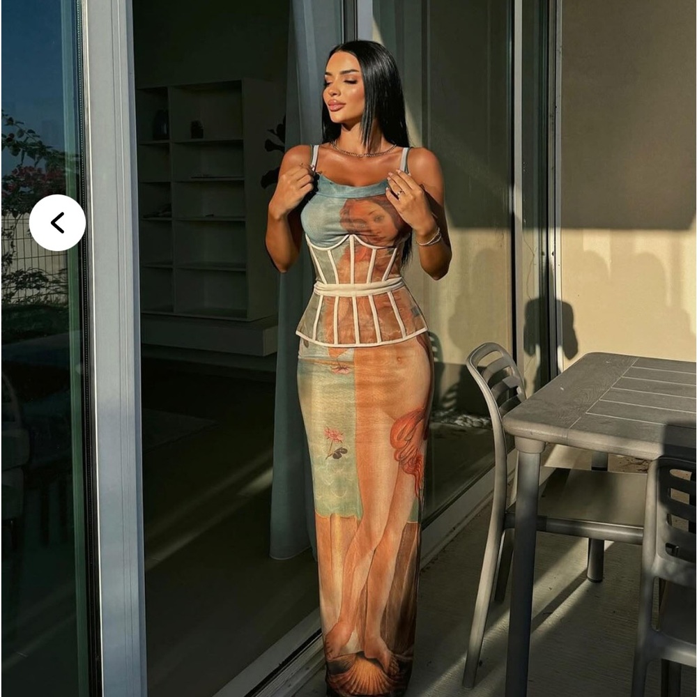 Artistic Maxi Dress with Corset Detail